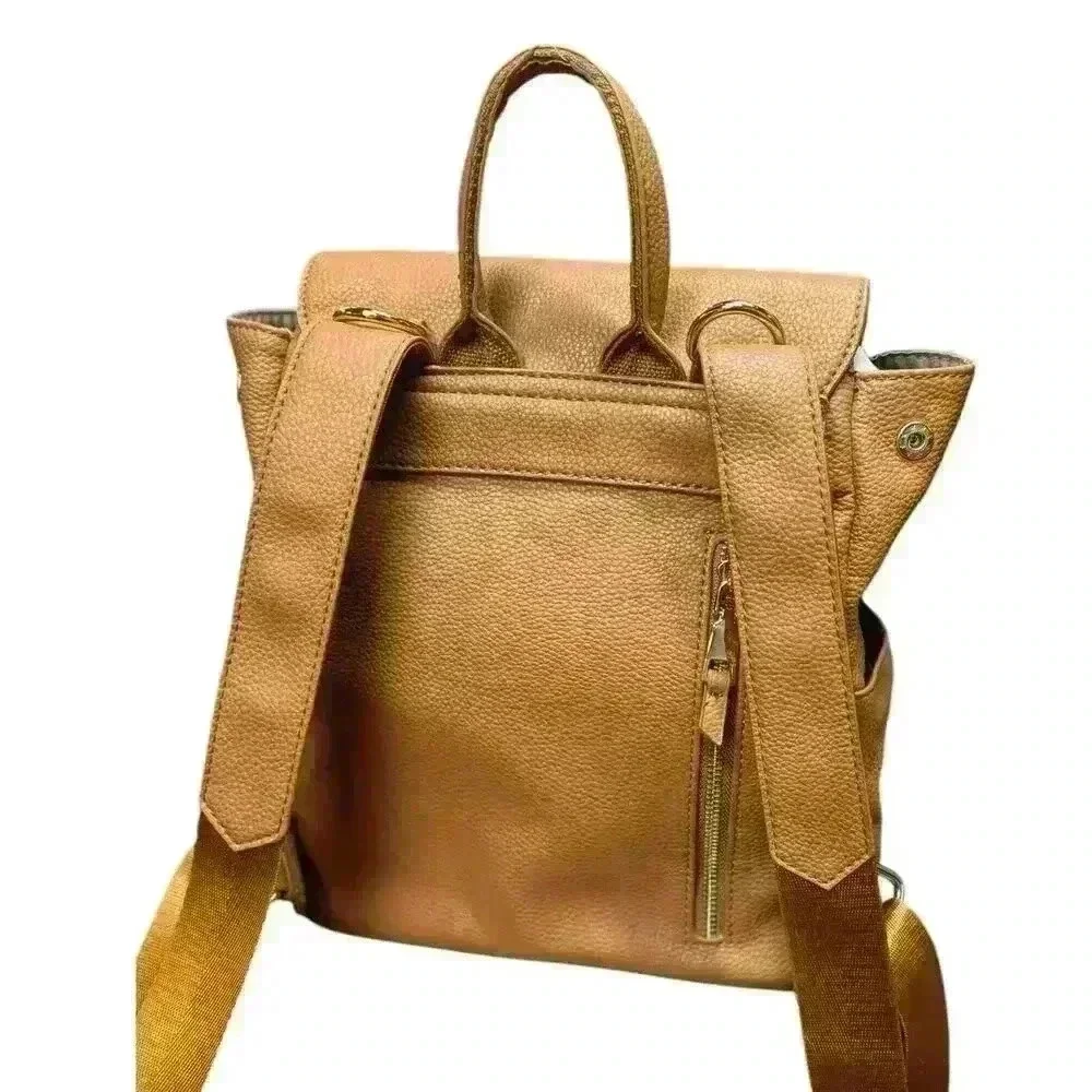 Park and Faith Cognac Pebble Faux Leather Finish Mini  Backpack